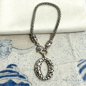 Pebbled Charm Bracelet Silver Plated Unsigned Beautiful 8”L